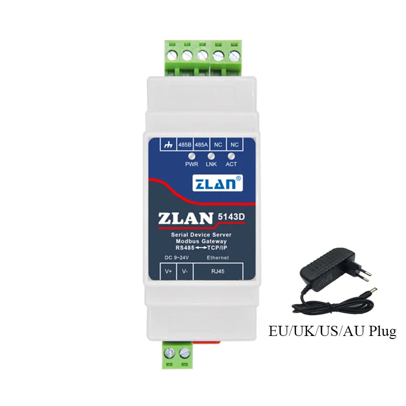 Promotion ZLAN5143D DIN Rail RS485 To Ethernet RJ45 Converter Server Device Modbus RTU TCP Gateway
