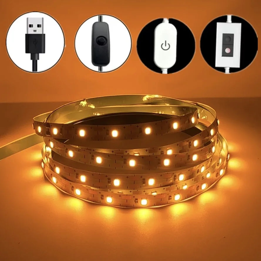 5V USB Led Strip Light SMD 2835 50CM 1M 2M 4M 5M White/Warm White/Red/Blue/Green IP21 Flexible Lighting Ribbon Tape Backlight