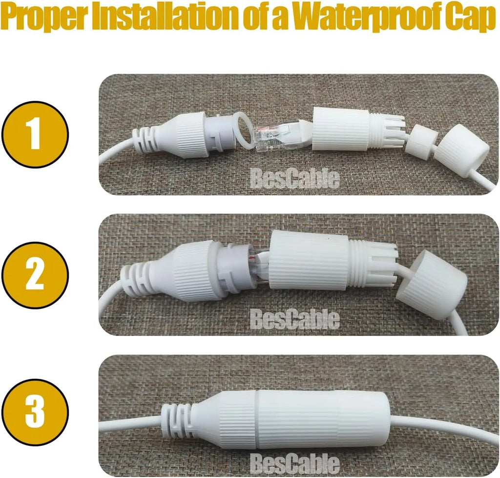 Waterproof IP PoE Ethernet Splitter Adapter RJ45 Fits Connectors for Security Camera Installation Ethernet Cable Management