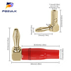 1PCS 4mm L-shaped Right Angle Banana Plug Soft Plastic Shell 90 Degree Banana Connector Red Black for Audio Video Speaker
