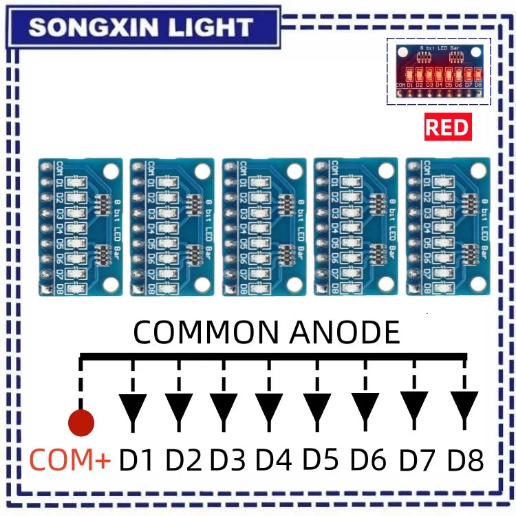 3-24V 8 Bit Blue/Red Common anode/cathode LED indicator Module Breadboard starter kit Board for MCU ARM 3d printer UNO MEGA2560