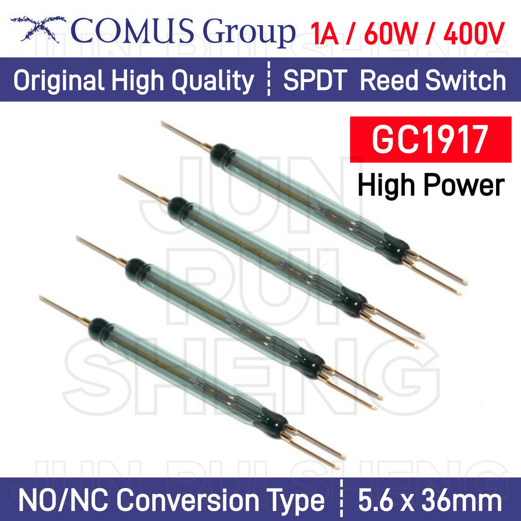5PCS COMUS GC1917 High Power Reed Contact Switch 1A 60W 400V Normally Open Normally Closed NO NC Changeover Magnetic Sensor 36MM