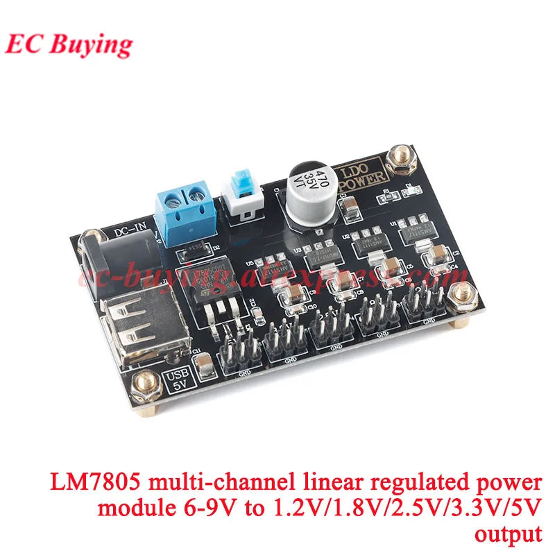 AMS1117 LM7805 Multi Channel Way Voltage Regulator Convertor Board Power Module Type-C AMS1117-1.2V/1.5V/1.8V/2.5V/3.3V/5.0V