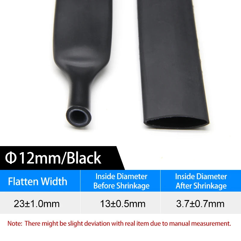 4:1 Double Wall Adhesive Heat Shrink Tubing Black Polyolefin Glue Lined Tube 4-52mm Waterproof Wire Cable Protective Sleeve