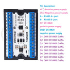 8-Way 1-Wire DS18B20 Digital Temperature Sensor Modbus RS485 Analog IO Module Paperless Recorder Board