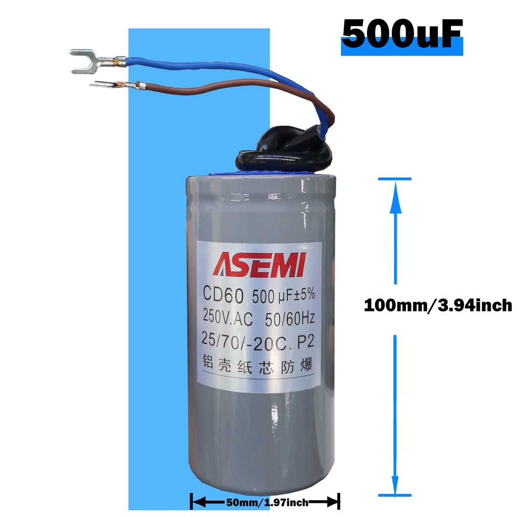 CD60 P2 250V AC 50/60Hz Starting Capacitor Startup Aluminum Shell Paper Core 75uF 100uF 150uF 200uF 250uF 300uF