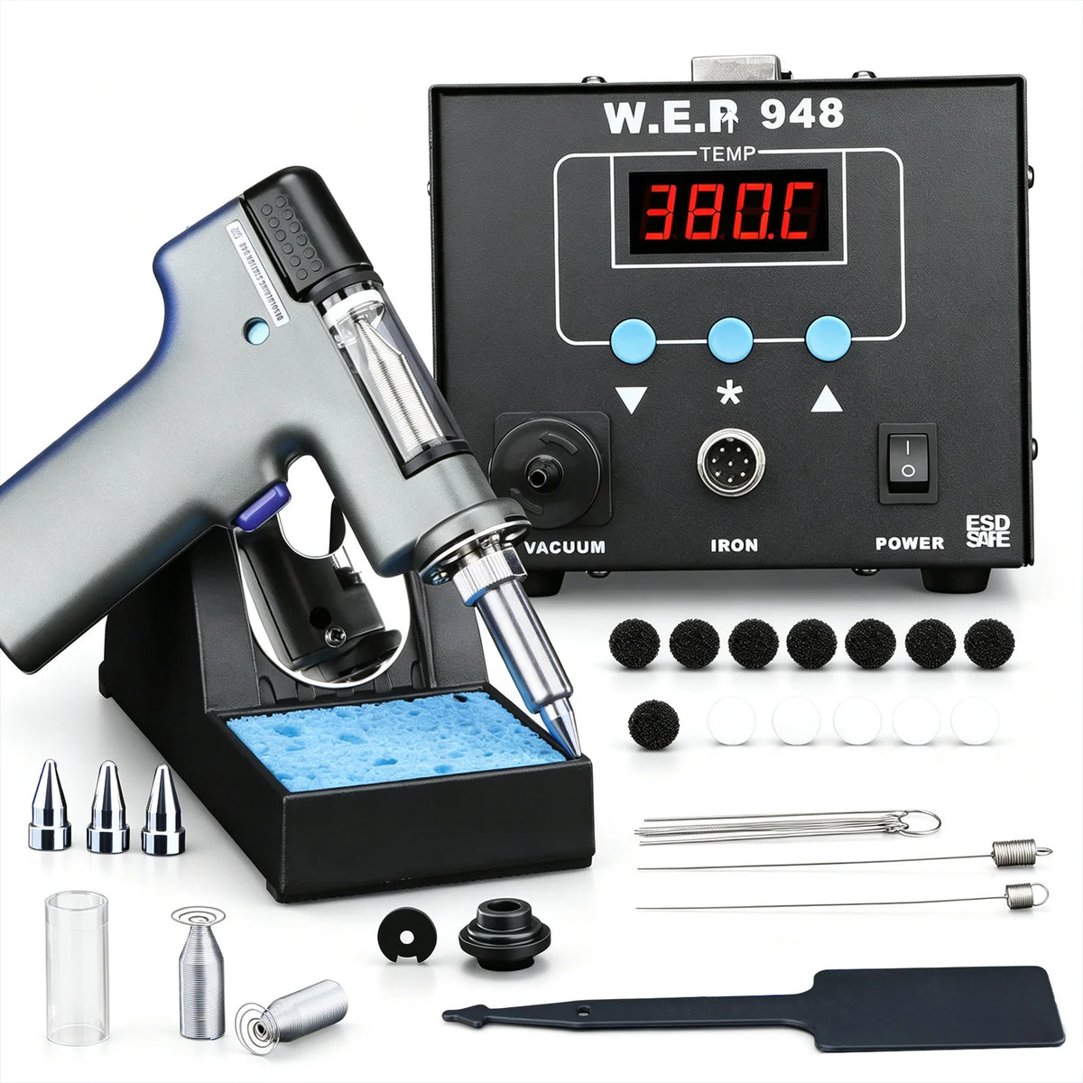 WEP 948D-III 2-IN-1 ESD Safe Desoldering Station With Fast-Heating Desoldering Gun And Soldering Iron High Power WEP 948 Station
