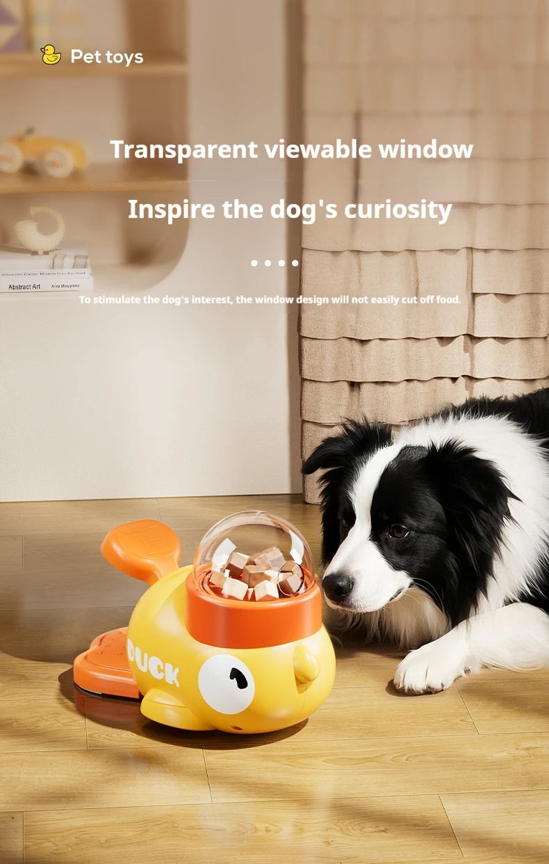 Intelligent Dog Automatic Feeder Cat Dog Puzzle Feeder Interactive Pet Food Treat Dispenser Cartoon Duck Design for Dog Training