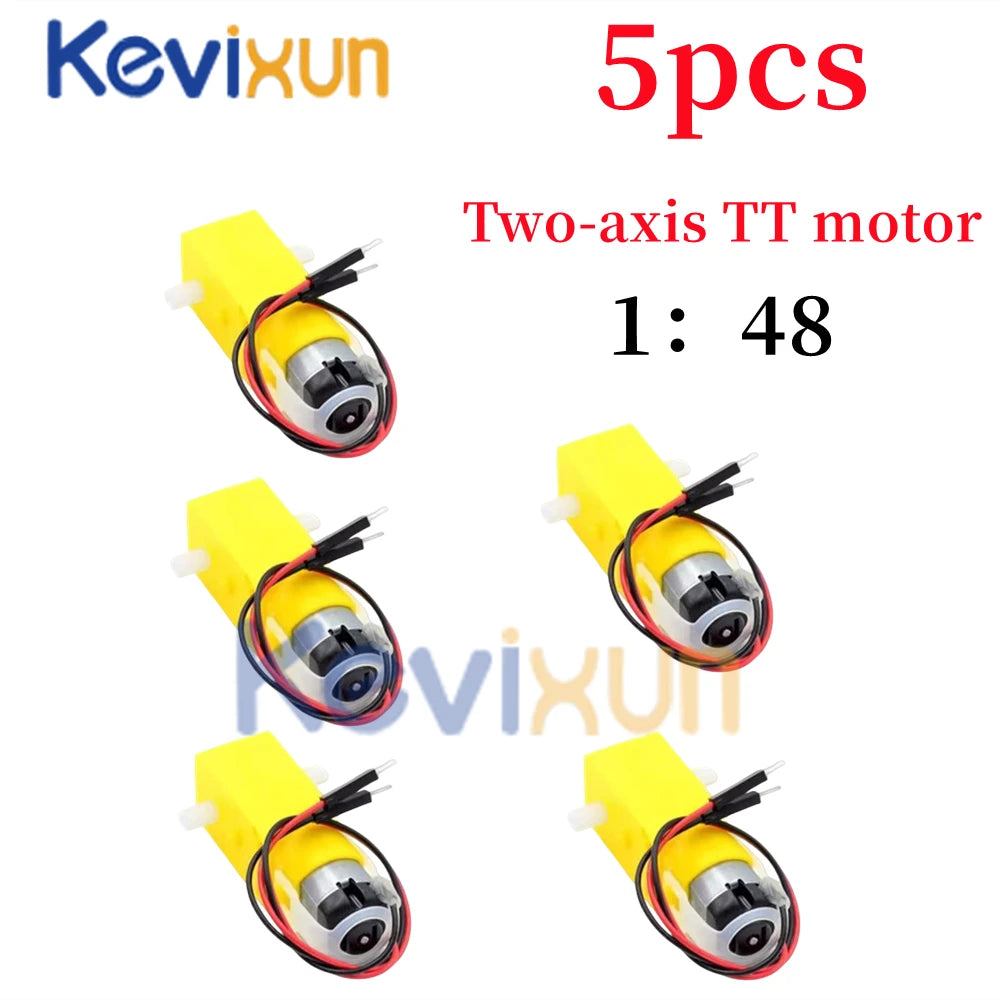 5pcs/TT Motor 130 Motor Smart Car Gear Motor Robot Gear Motor Smart Car Double Shaft Yellow 1:48 /1:120/ 1:220