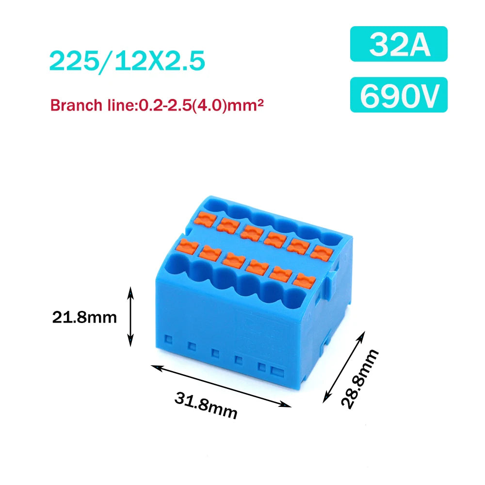 Wire Electrical Connectors PTFIX 2.5mm Wire Merging And Branching Device Push-in Terminal Block Connector Mount On Din Rail