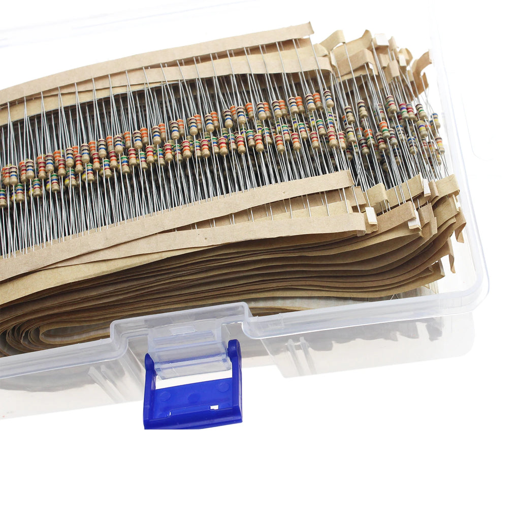 2500pcs Resistor Kit, 1/4W 5% Tolerance Carbon Film Resistors 1 Ohm-10M Ohm 50 Types 10R 39R 680R 56K 470K 3.3M 4.7M Ohm