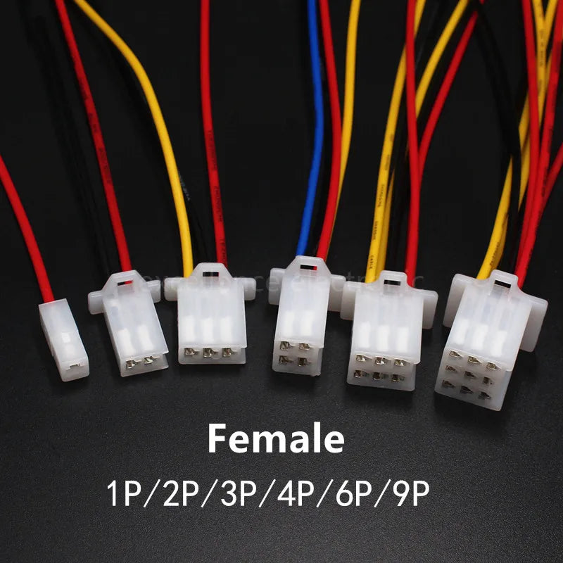 4Pcs 2.8mm Auto Electrical Connectors Kit, Male Female Wire Harness Plugs with 10cm Pre-crimped Cables (2/3/4/6/9 Pin)