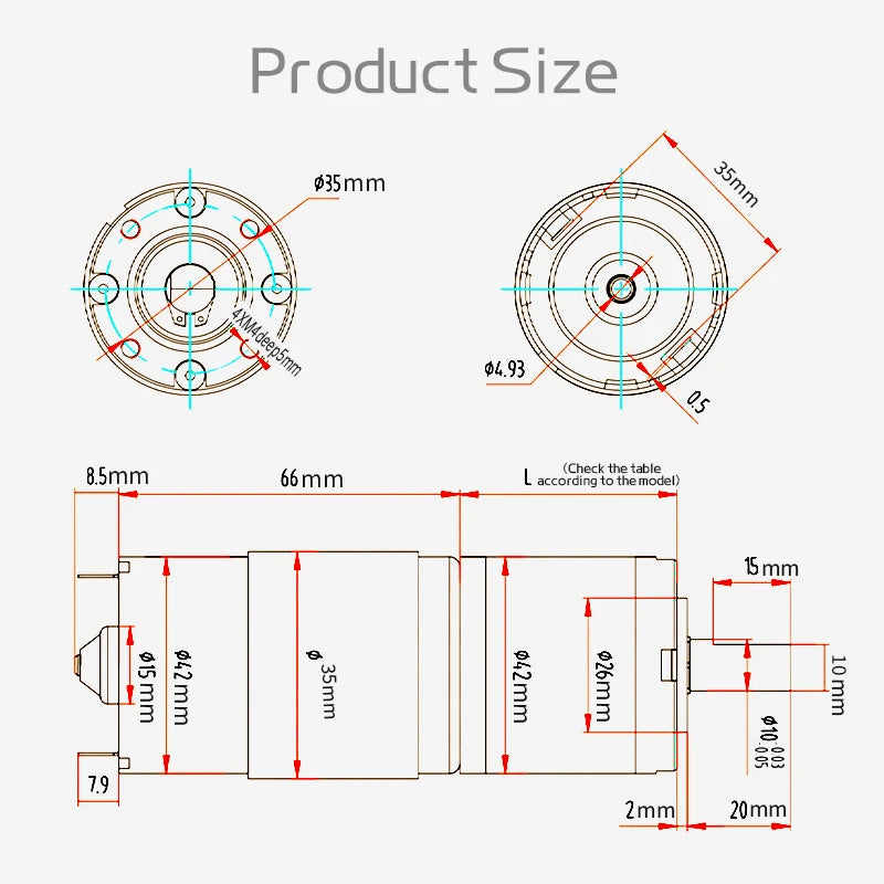 Planetary Reduction Motor 42GP-775 High Torque 12V/24V Can Rotate Forward and Reverse 8PRM~1600PRM, Maximum Torque 253KG.CM