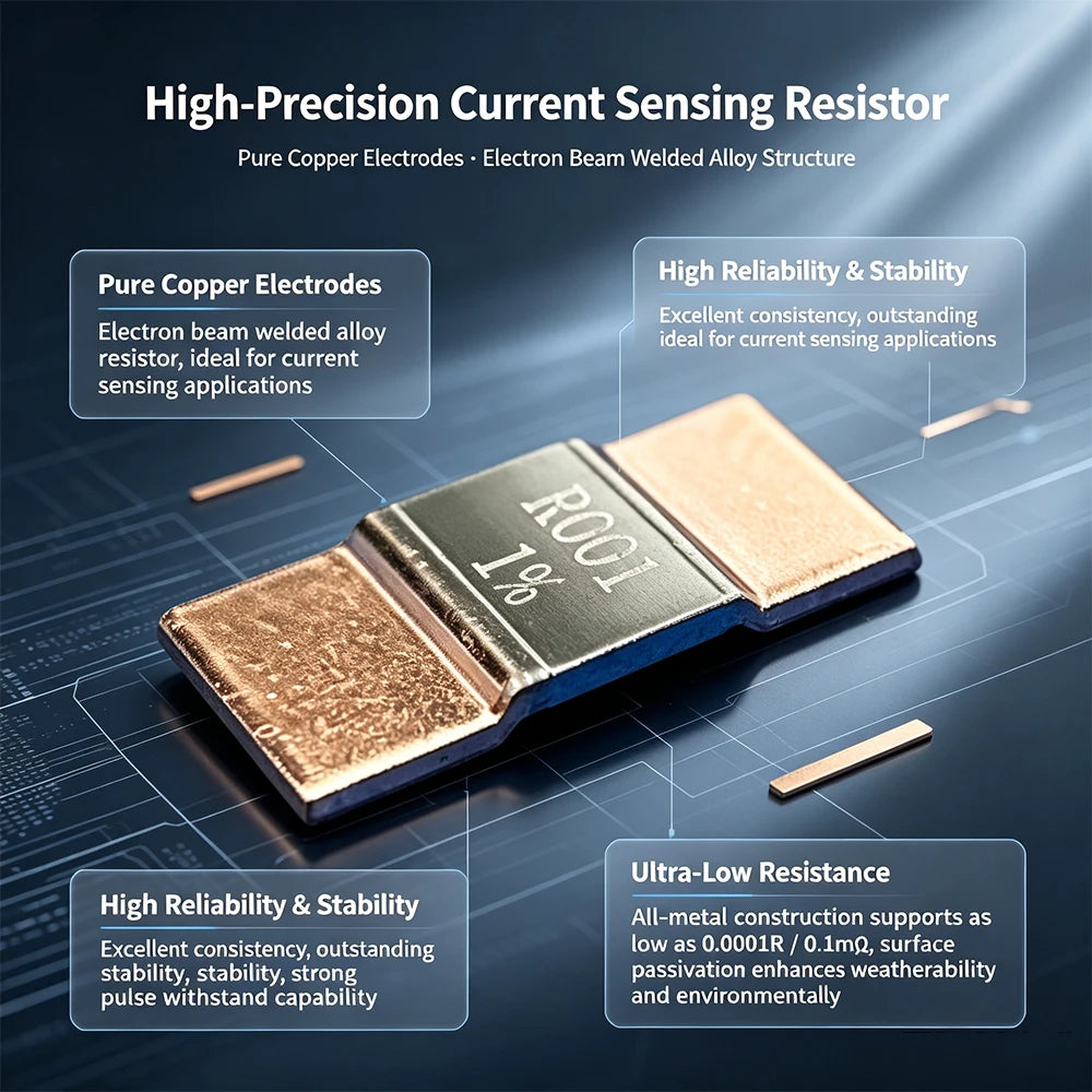 100PCS 5930 3920 2512 1% SMD Alloy Resistor Chip Current Sense Shunt Resistors Manganese Copper Sampling Resistor 1mR 0.5mR