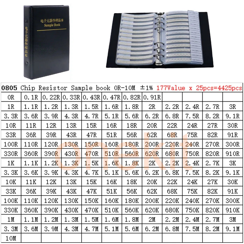 0402 0603 0805 1206 2512 1% SMT Chip Resistor Assortment Kit  SMD Capacitors Sample book