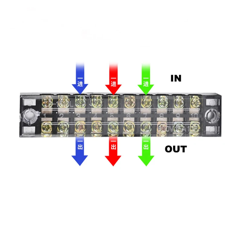 Dual Row Strip Screw Terminal Block Fixed Wiring Board Wire Connector TB-1503/TB-1506 15A TB-2503/TB2506 25A
