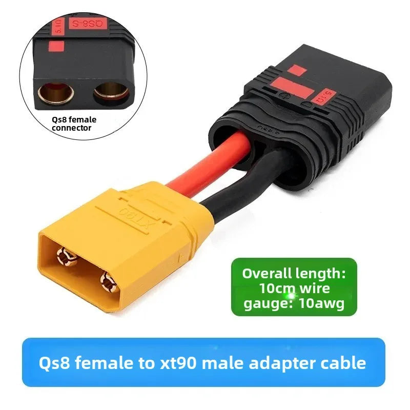 QS8 Female To XT90 Female Adapter Cable, 10AWG Anti-Spark Conversion Wire for RC Models