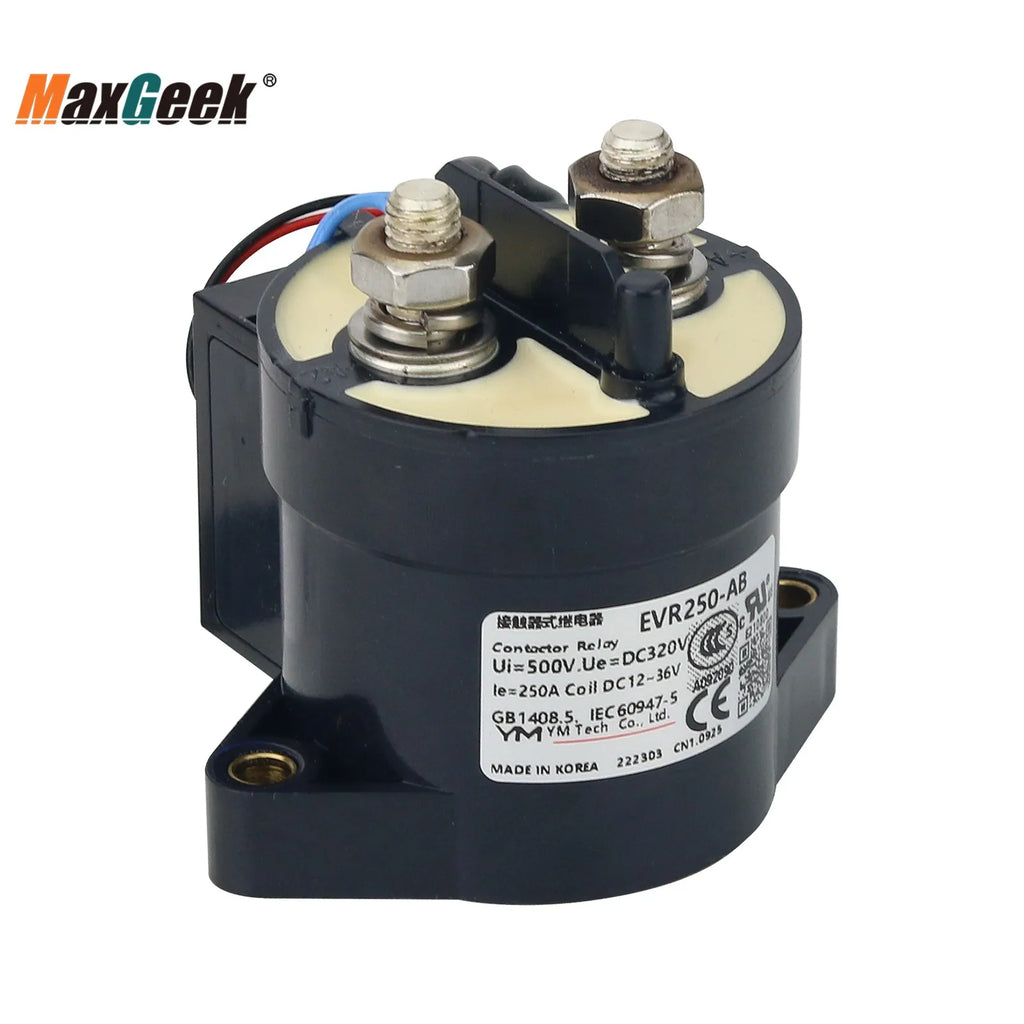 Maxgeek New Energy Resources EVR250-AB Coil 12-36VDC 320V/250A Electromagnetic Relay DC Relay Contactor for YM TECH
