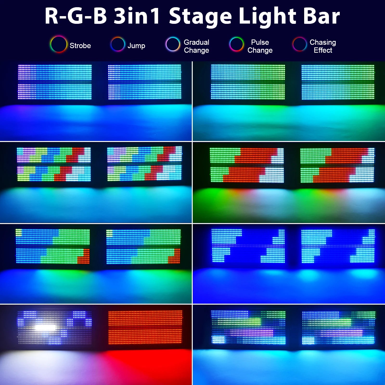 U'King 6Pcs 200W LED RGBW 48+8-Segment Strobe Lights With Flightcase/6Pcs Strobe Lights/Only 1Pcs Flightcase For Party Show KTV