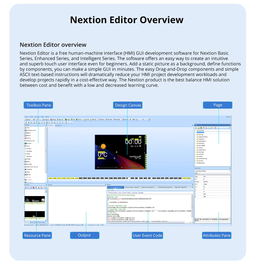 NEXTION NX4880E043-011C 4.3" Edge Series HMI Touch Display LCD-TFT Capacitive Screen Panel Module Built-in RTC Without Enclosure