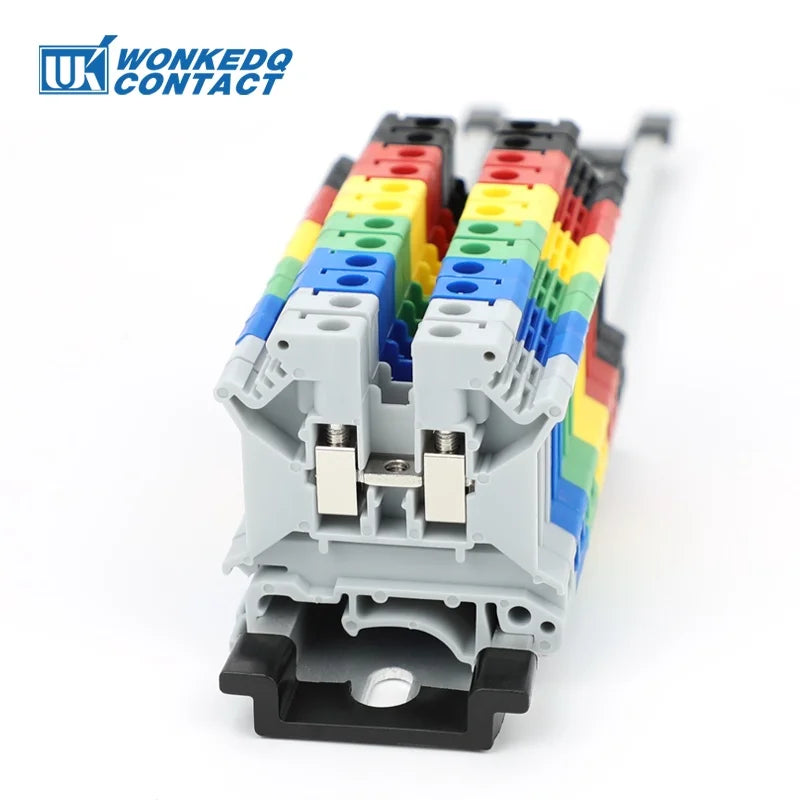 10Pcs UK5N Screw Wire Connector 4mm Cable 4mm² Feed-through Connection 12AWG Plug Electrical Mount DIN Rail Terminal Block UK 5N