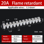 12 Position Barrier Screw X3-1012 Nylon Plastic Terminal Block 20A Transparent White Copper 380V Wire Connector Dual Row