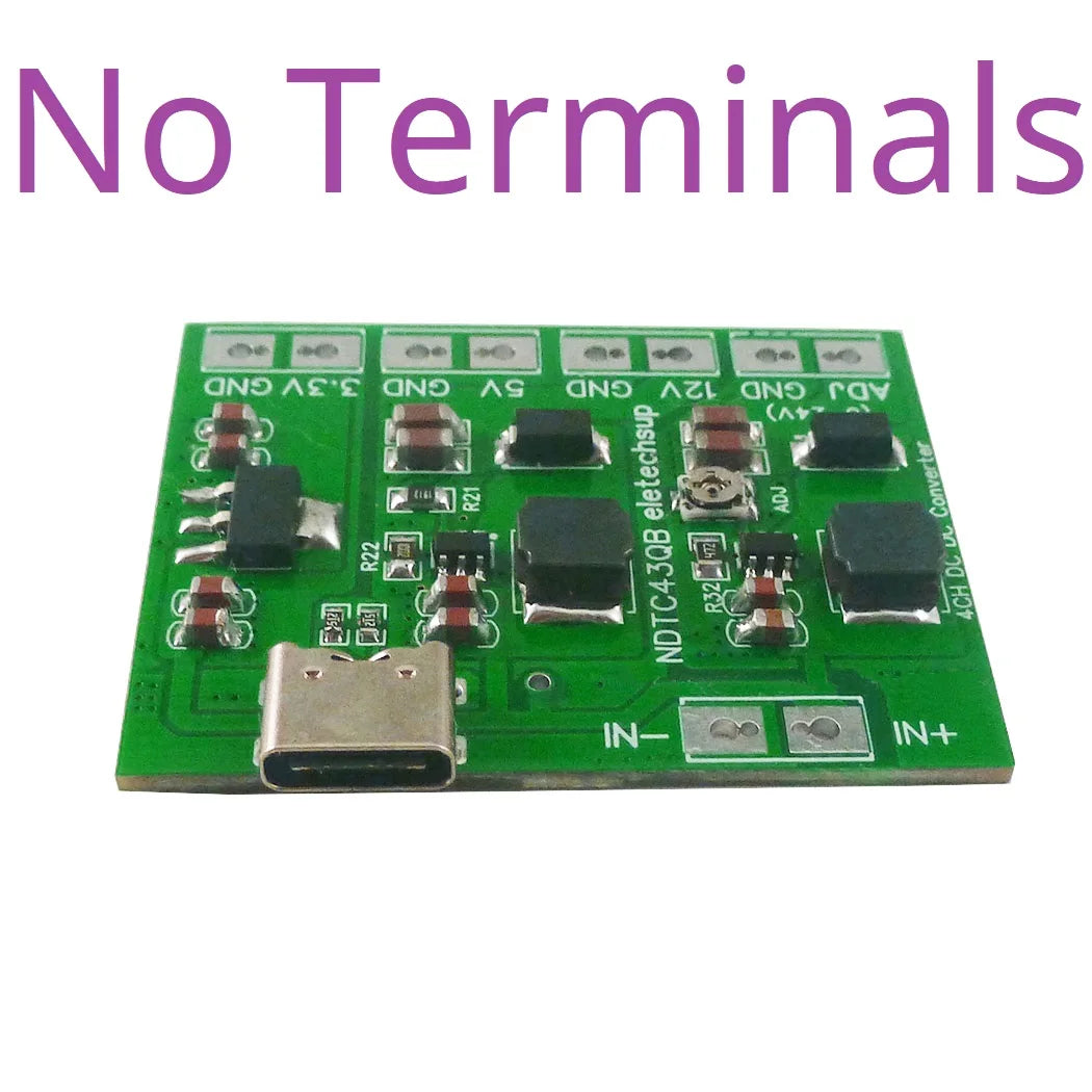 4CH 20W 3.3V 5V 12V ADJ TYPE-C Voltage Converter DC-DC Boost LDO Buck Power Supply for Arduino ESP8266 Raspberry Pi Breadboard