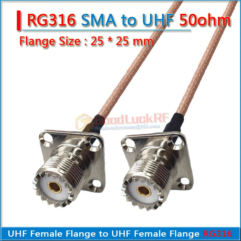 Kit Set PL259 SO239 SL16 UHF Female Flange to SMA RP-SMA RP SMA Male Female 90 Degree 4 Hole 25 * 25mm Pigtail Jumper RG316 Cabl