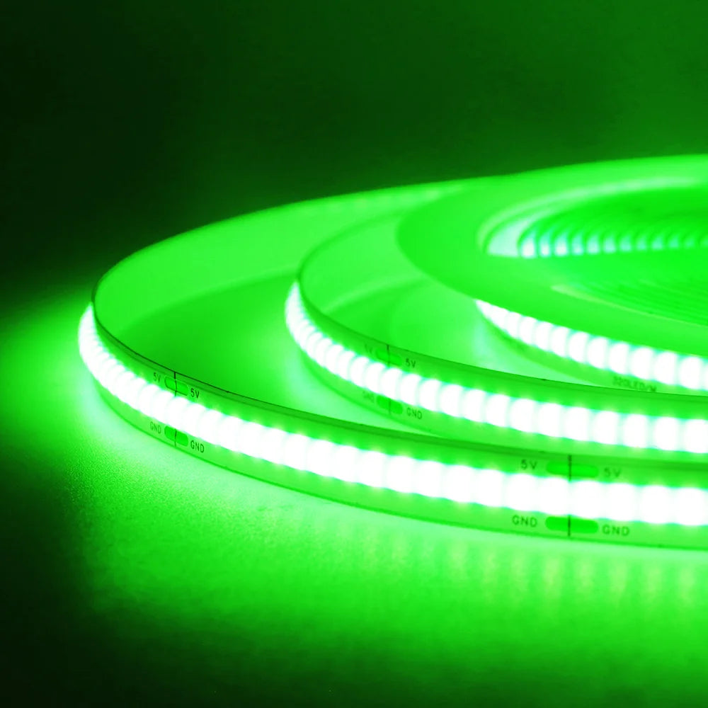 3mm 5mm PCB Battery Power COB LED Strip Light 5V Warm Natural White Blue Red Green Pink Tape 320LEDs 8mm High Density Flex Lamp