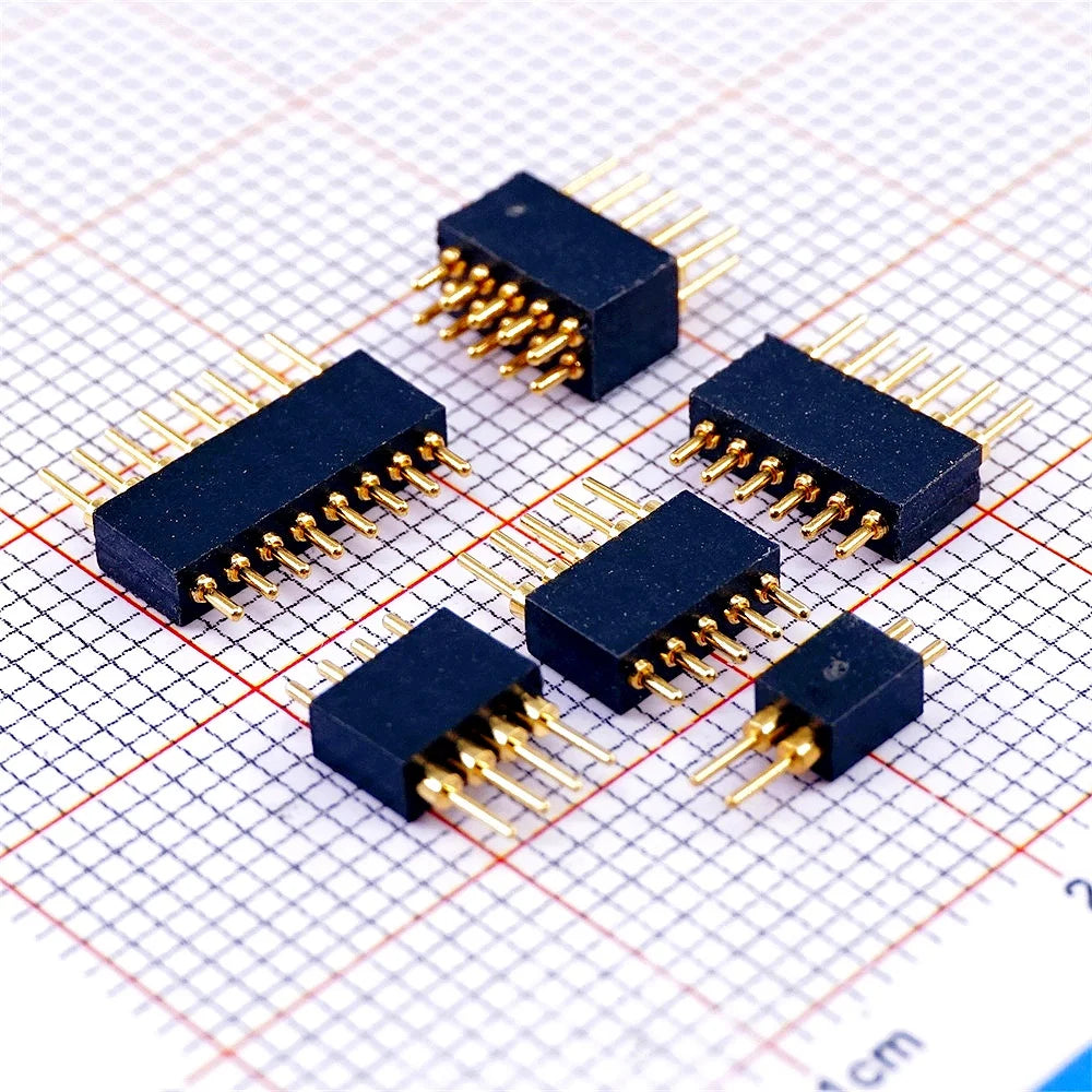 2 5 20 Pcs Spring Loaded 1.27 MM Pitch Pogo Pin Connector 2 5 6 8 10 Position Male Pad PCB Header Single Row Through Holes Probe