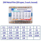 1% 5%  Metal Film Resistor Assortment Kit 1/4W 1/2W 1W 2W 3W 5W Through Hole 30/41/130 Values Electronic Components 300 600 2600