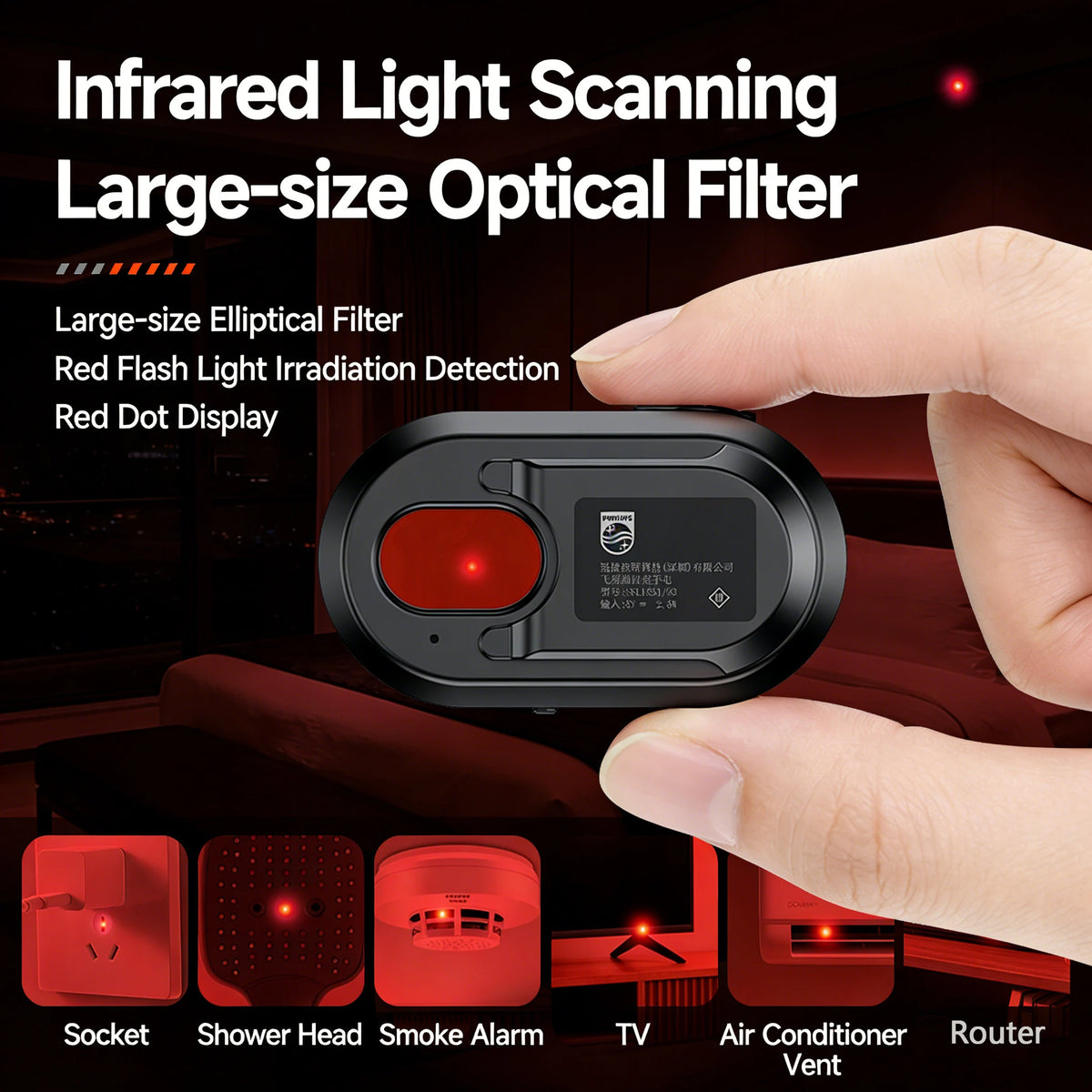 Philips SFL 1551 Privacy Camera Detector Compact Portable Flashlight with Multiple Modes Switching for Security
