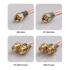 RP SMA Male/Female to Dual SMA Male Female 2 X SMA 2 Way Antenna Adapter Y Type Splitter Pigtail RG316 RF Coax Extension Cable