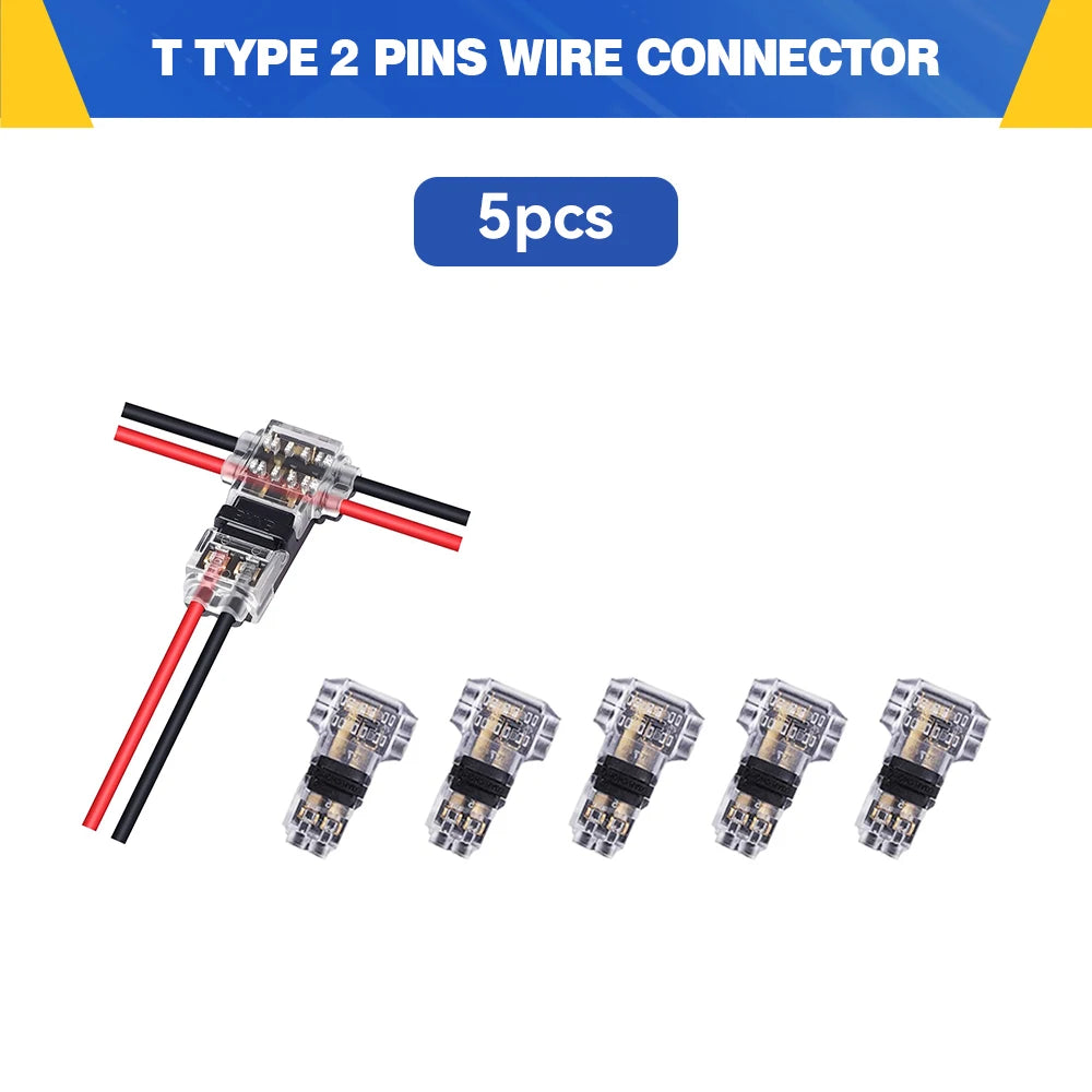 5/10PCS T Tap 2 Pin T2 Quick Splice Connector No Strip No Solder Wire Cable Terminal Automotive Electrical Joiner for Car Truck