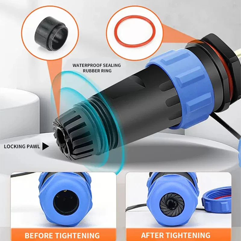SP13 Waterproof Aviation Connector IP68 Panel Mount Cable Plug Socket 2 3 4 5 6 7 9 Pin Circular Connector Back Nut Set