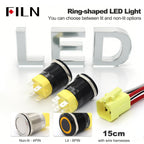 FILN 22mm 20A Stainless Steel Push Button Switch Waterproof IP66 High Current 12V/24V/110V/220V Auto Marine Industrial Control
