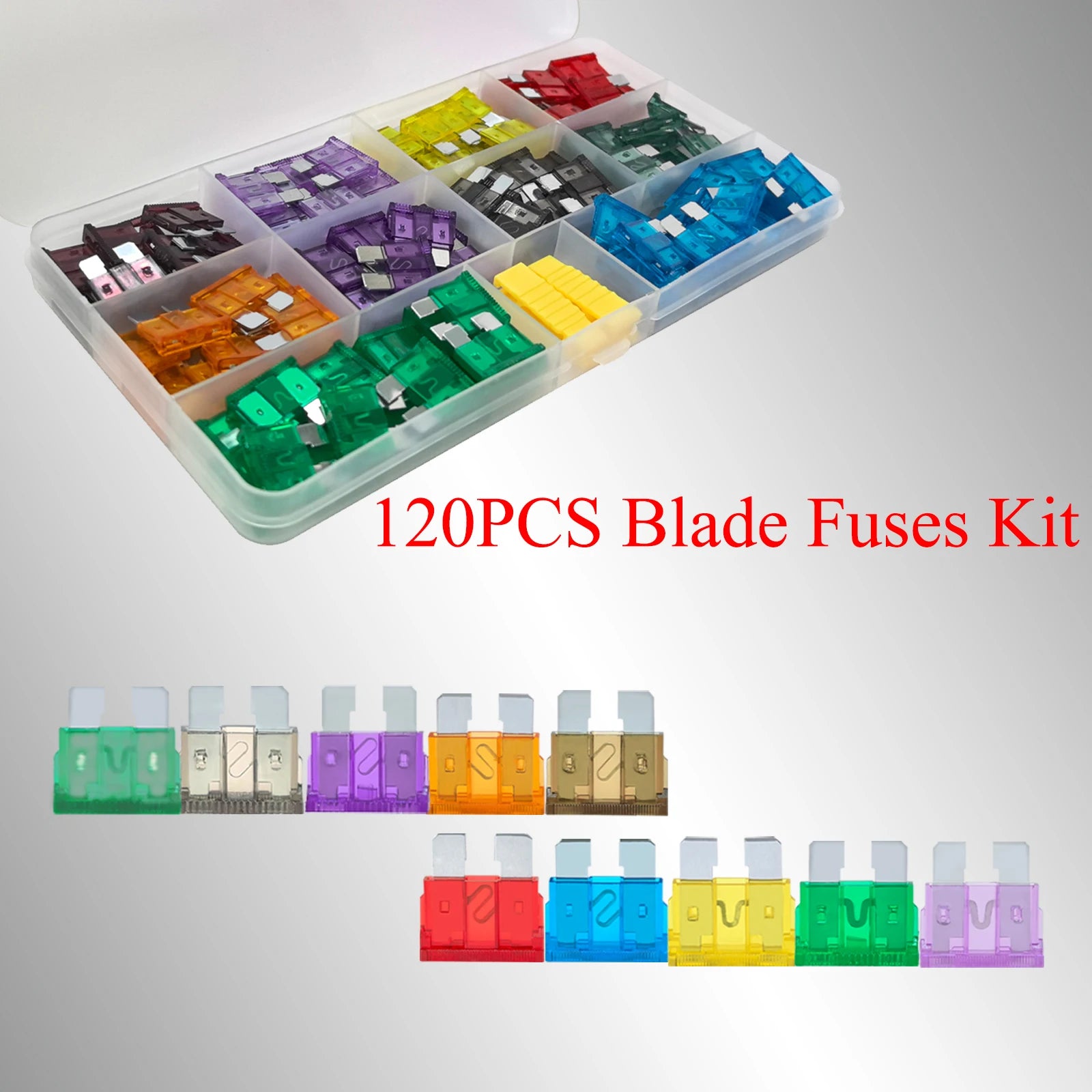 120Pcs Standard Auto Fuse Kit-ATO/ATC Blade Fuse Assortment (1A-35A) for Car Truck SUV Electrical Repair Replacement Electrical