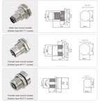 M8 Socket 3 4 5 6 8 Pins Female Male Solder Type Front Back Panel Mount Waterproof Connectors