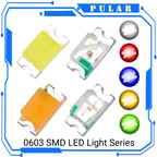 PLR 100PCS 0603 SMD LED light emitting Diode bead Blue Red Yellow Green Warm White Orange UV Pink LEDs