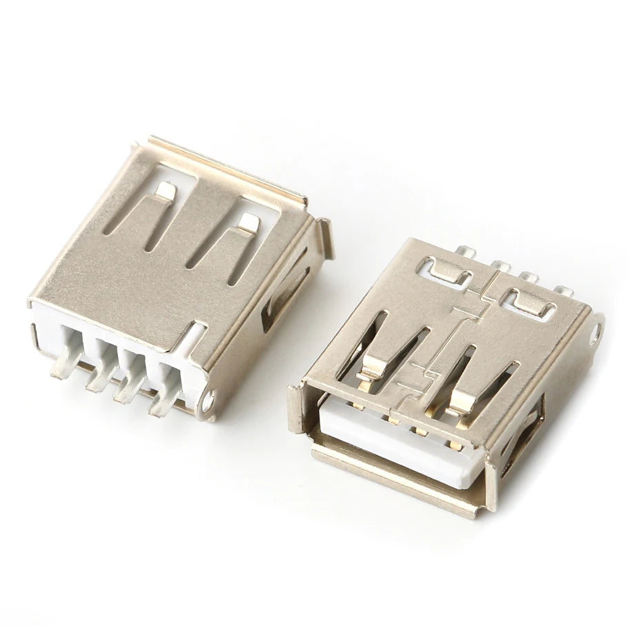 10Pcs USB 2.0 4Pin A Type Female Socket Connector G54 2 Feet 90/180 Degree Data Transmission Charging USB Connector