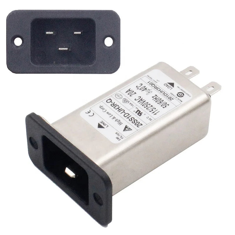 Buddy IEC 320 C20 Male Socket Panel Mount Power Line EMI Filter 20A Rated Industrial Plug with Socket