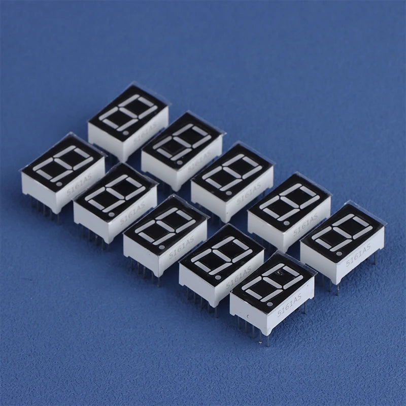 10Pcs 0.56 Inch 10Pins 1 Bit 7 Segment Red LED Digital Display Tube Common Anode Cathode 5161AS 5161BS