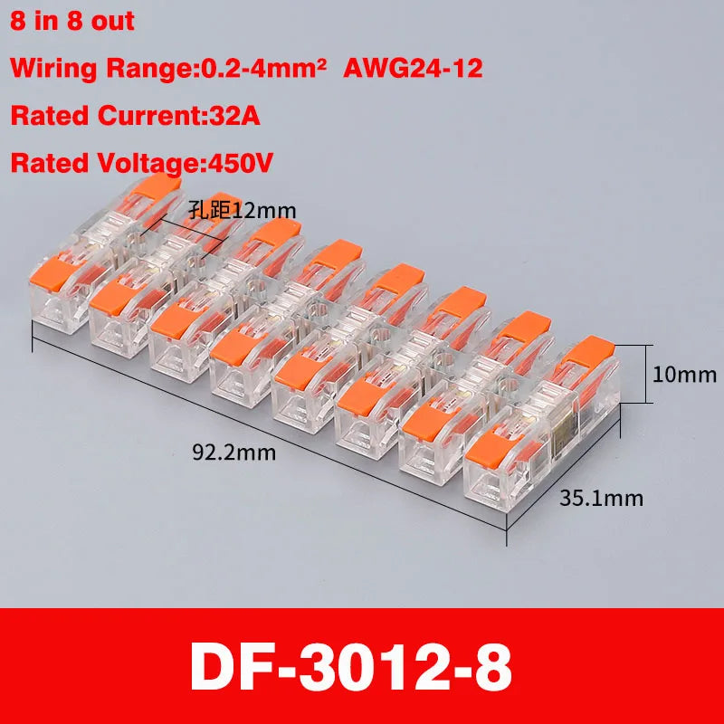 Wiring Terminal Quick Press Type Electrical Docking 2-12 Pin Screw Fixing Compact Wire Connector Push-in Type Terminal Block