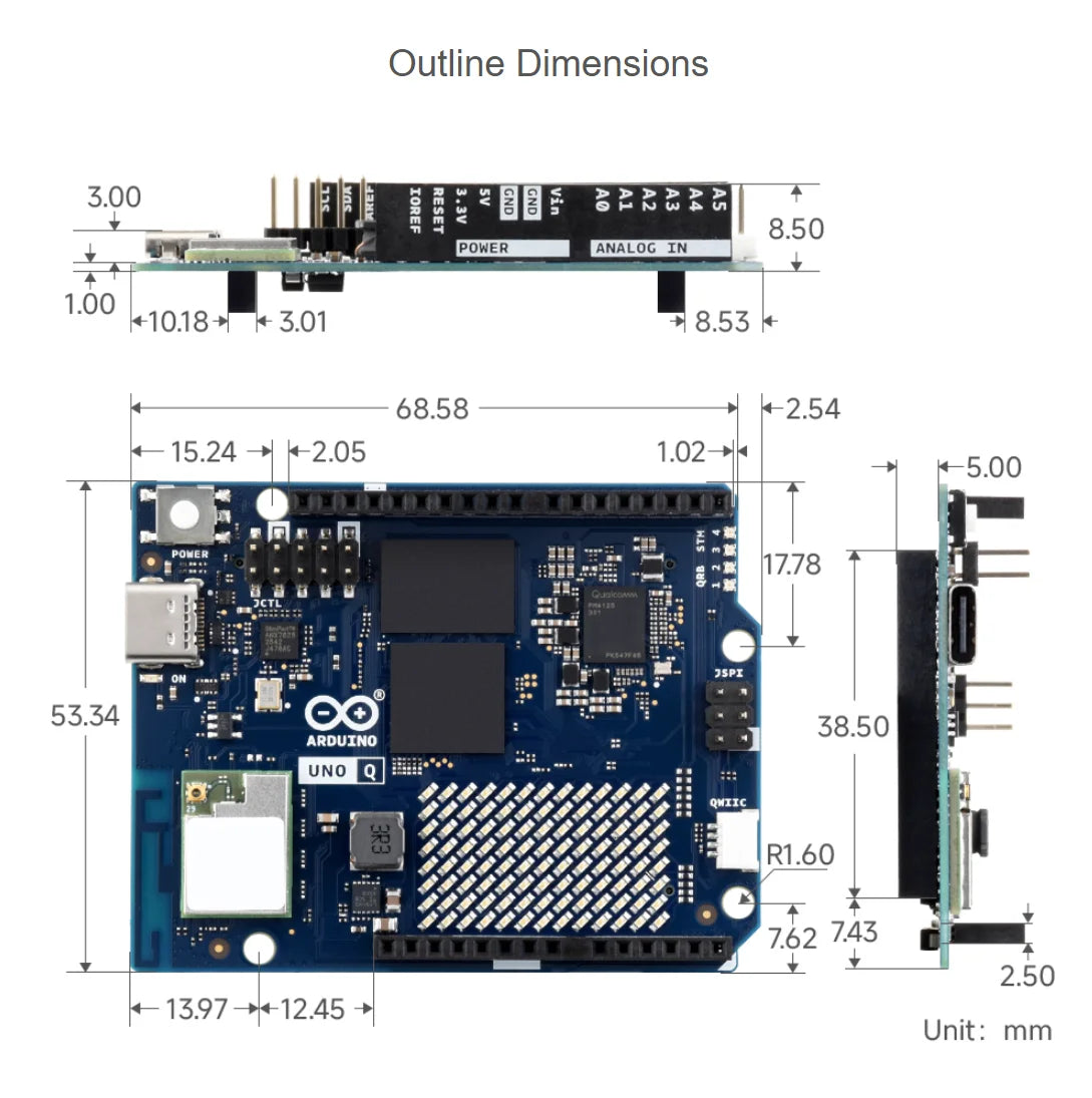 Arduino UNO Q Single-board Computer, Dual-architecture Design, Integrated Qualcomm QRB2210 Microprocessor And STM32U585 Microcon