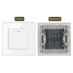JHJCH - 1 Gang 1/2 Way Stair Switch, Tempered Glass Panel, Rocker Light Switch, On / Off Switch, Toggle Wall Switch