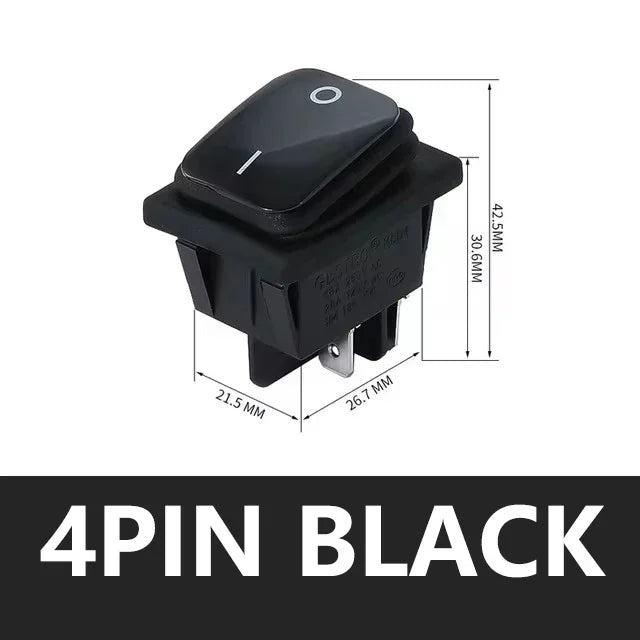 2Pcs KCD4 IP67 Waterproof 4Pin Rocker Switch Auto Boat Marine DPDT 12V/220V Heavy Duty Push Button Switch with LED Light