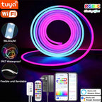 TUYA Neon LED Strip Lights Silicone Neon Rope Light 5-24V 84LEDs/M with Music Sync RGBIC Dreamcolor Chasing Strip Tape for Room
