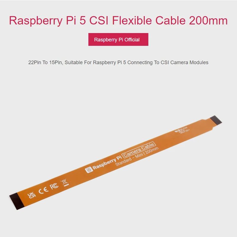 Official Raspberry Pi 5 DSI CSI Cable Camera Cable CSI  22Pin to 15 Pin for Raspberry Pi CSI Camera