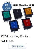 ON OFF KCD4 waterproof and oil proof switch four feet 2 file red green with lights six foot rocker power switch LED 12V 220V