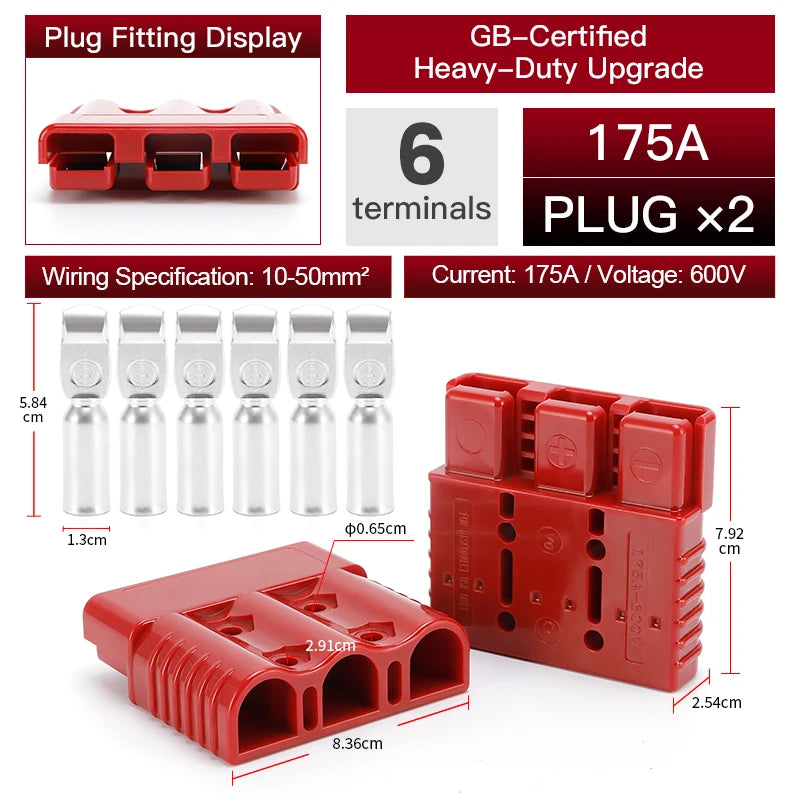 2pcs 50A 75A 175A 3P Battery Power Connector Kit Quick Disconnect Plug 600V Car Forklift Battery Charging Electrical Connectors